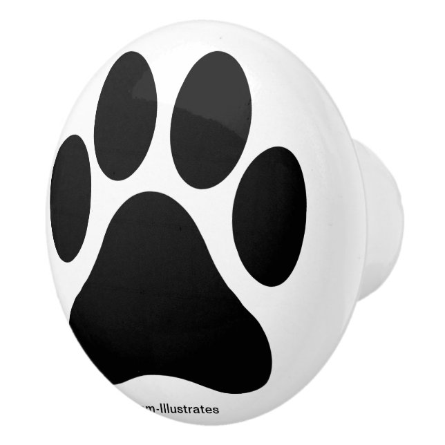 Black and White Paw Print Pattern Doorknob Ceramic Knob (Right)