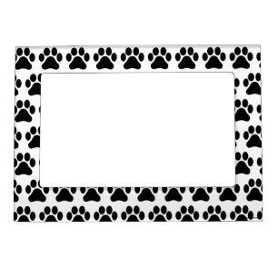 Black and White Paw Print Pattern Magnetic Frame