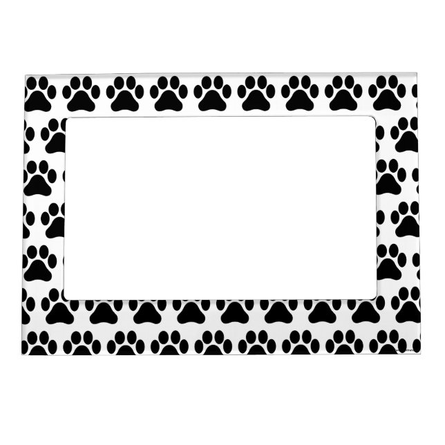 Black and White Paw Print Pattern Magnetic Frame (Front)