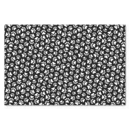 Black and white paw print pattern tissue paper