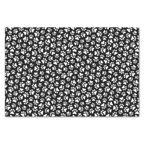 Black and white paw print pattern tissue paper