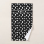 Black And White Paw Print Personalized Dog Towel<br><div class="desc">Why use a worn out cloth to clean your dog's paws after a muddy walk? He will just be as happy to have a fashionable, trendy, personalized towel (and nobody will ever steal it again to clean up the kitchen floor)! Elegant white and black paw print pattern. Name to personalize....</div>