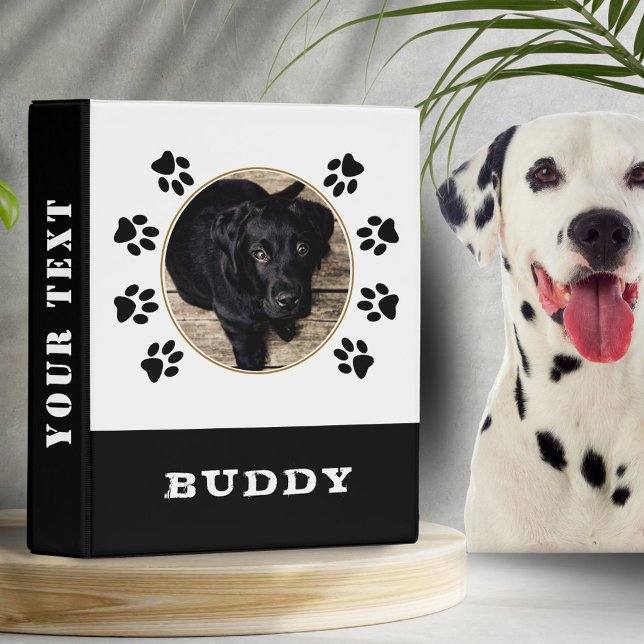Black and White Paw Print Pet Dog Photo Album Mini Binder (Creator Uploaded)