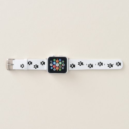 Black and White Paw Prints Apple Watch Band