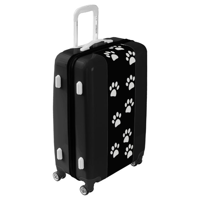 Black and White Paw Prints Design Luggage (Rotated Left)