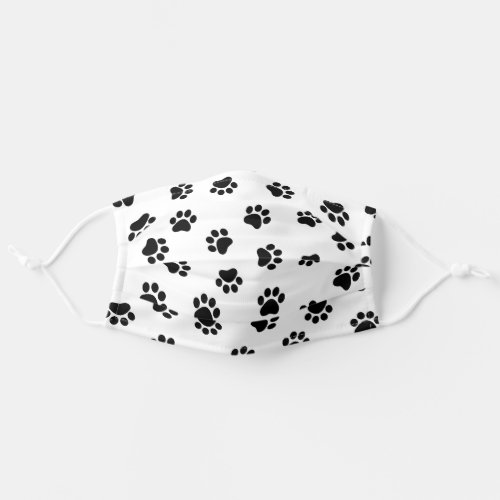 Black and white paw prints fun adult cloth face mask