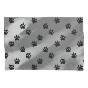 Black and White Paw Prints Pattern Pillow Case
