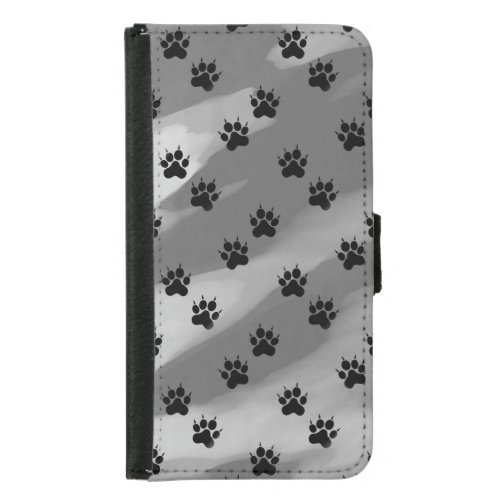 Black and White Paw Prints Pattern Samsung Galaxy S5 Wallet Case