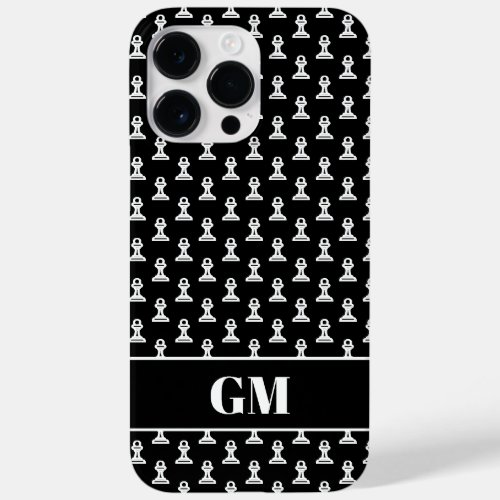 Black and white pawn chess piece custom monogram Case_Mate iPhone 14 pro max case