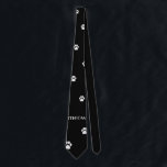 Black-and-White Pawprint Tie<br><div class="desc">A single elegant "meow" sits among the white pawprints on this black tie.</div>