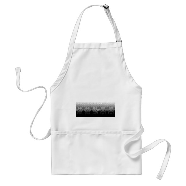 Black And White Paws Gradient Background Adult Apron (Front)