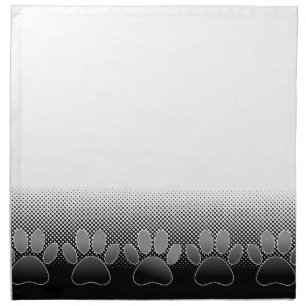 Black And White Paws Gradient Background Cloth Napkin