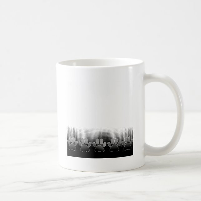 Black And White Paws Gradient Background Coffee Mug (Right)