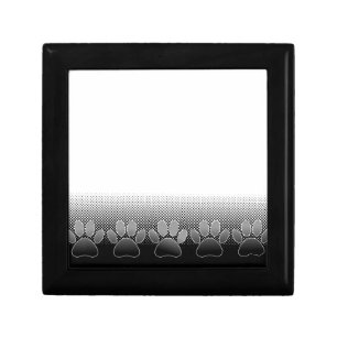 Black And White Paws Gradient Background Keepsake Box