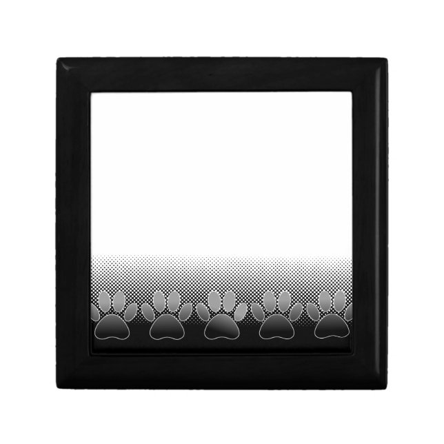 Black And White Paws Gradient Background Keepsake Box (Front)