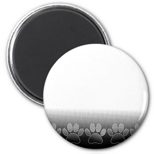 Black And White Paws Gradient Background Magnet