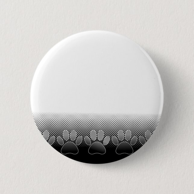 Black And White Paws Gradient Background Pinback Button (Front)