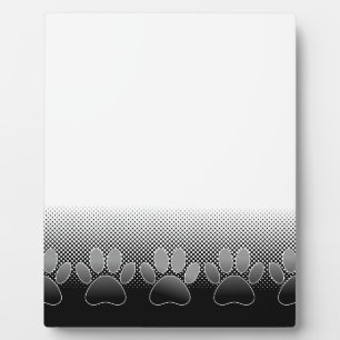 Black And White Paws Gradient Background Plaque