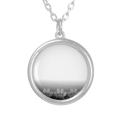 Black And White Paws Gradient Background Silver Plated Necklace