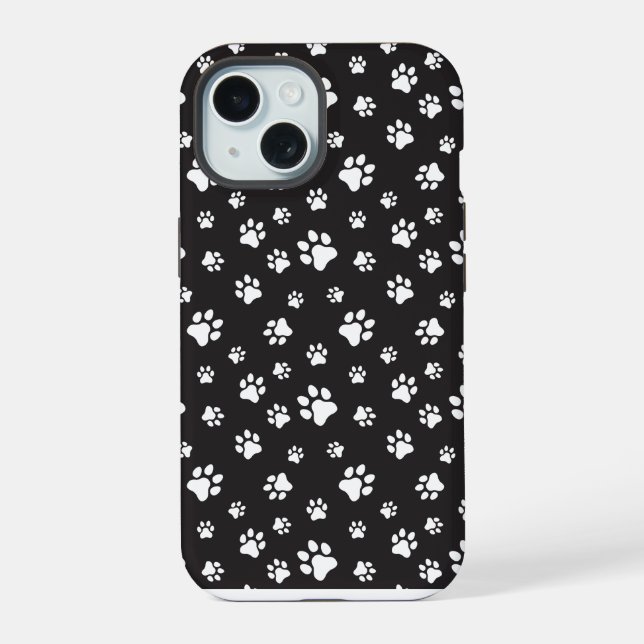 Black and white paws pattern iphone case (Back)