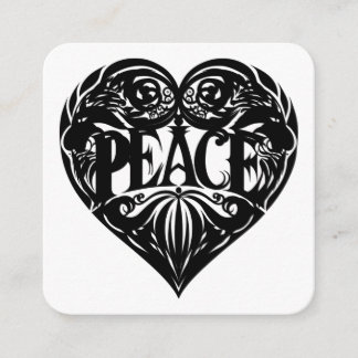 BLACK AND WHITE PEACE HEART ENCLOSURE CARD