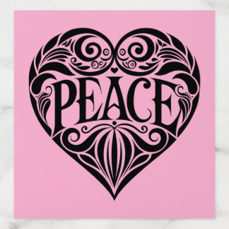 BLACK AND WHITE PEACE HEART ENVELOPE LINER