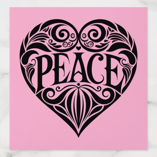 BLACK AND WHITE PEACE HEART ENVELOPE LINER (Design)