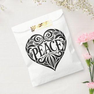 BLACK AND WHITE PEACE HEART FAVOR BAG