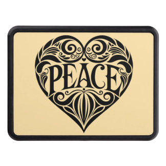 BLACK AND WHITE PEACE HEART HITCH COVER