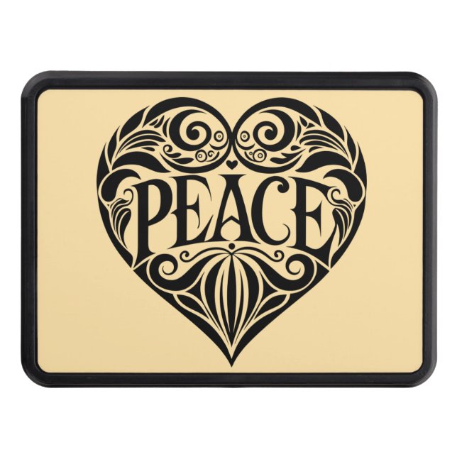 BLACK AND WHITE PEACE HEART HITCH COVER (Front)