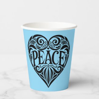 BLACK AND WHITE PEACE HEART