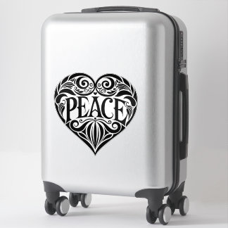 BLACK AND WHITE PEACE HEART STICKER