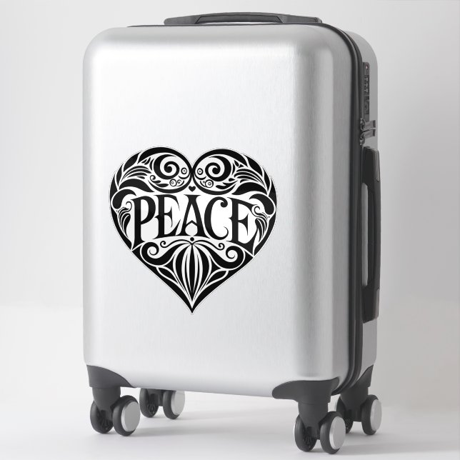 BLACK AND WHITE PEACE HEART STICKER (Suitcase)