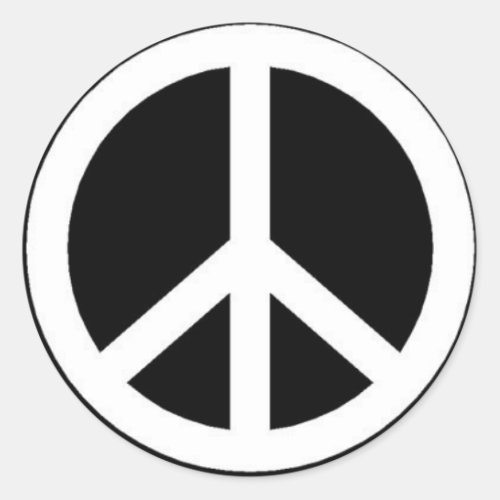 Black and White Peace Sign Classic Round Sticker