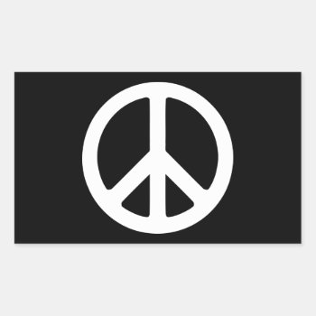 Black And White Peace Sign Rectangular Sticker by peacegifts at Zazzle