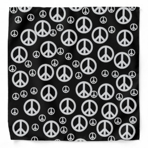 Black and White Peace Signs Bandana