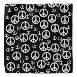 Black and White Peace Signs Bandana
