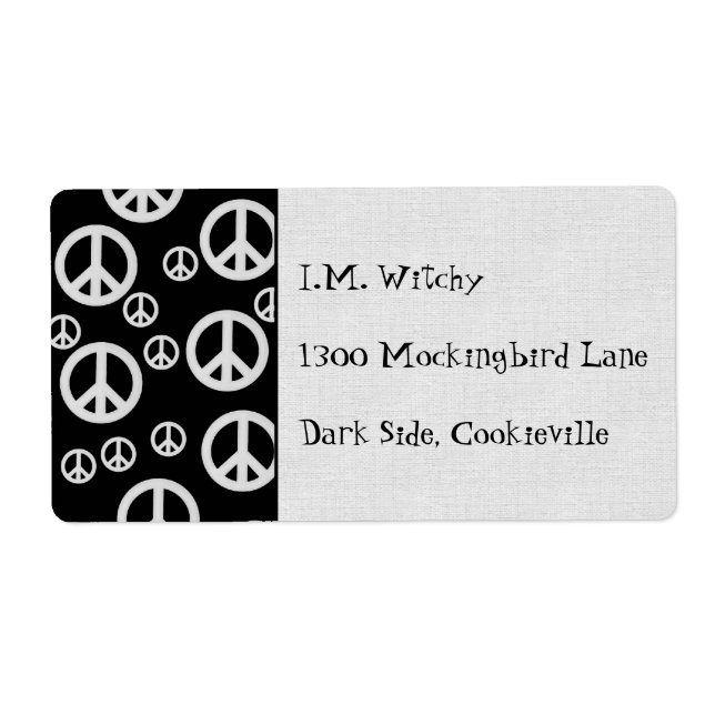 Black and White Peace Signs Label (Front)
