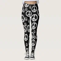 Black and White Peace Signs Leggings