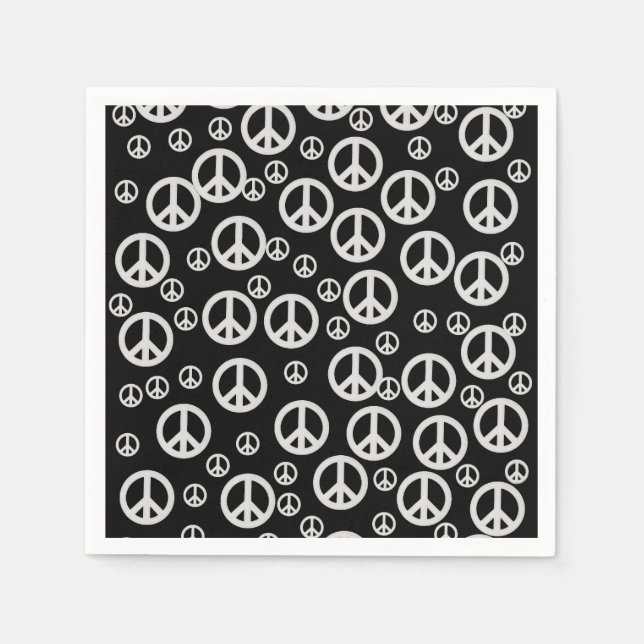 Black and White Peace Signs Paper Napkins (Front)
