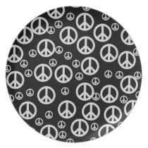 Black and White Peace Signs Plate Black and White Peace Signs Plate