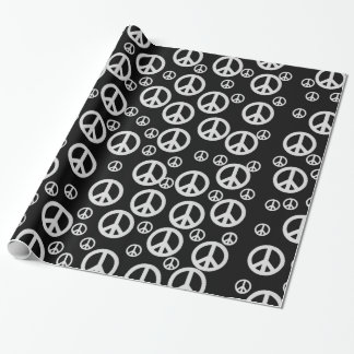 Black and White Peace Signs Wrapping Paper