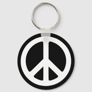 Black and White Peace Symbol Keychain