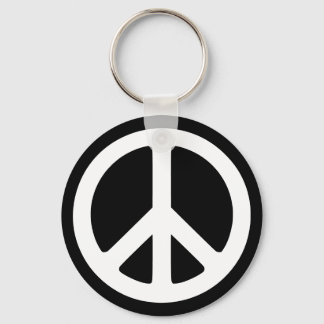 Black and White Peace Symbol Keychain