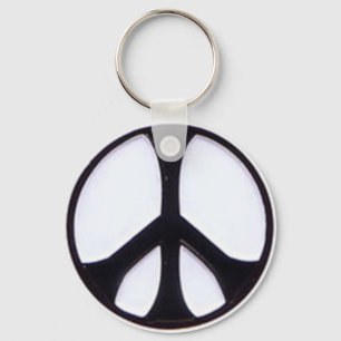 Black and White Peace Symbol Keychain