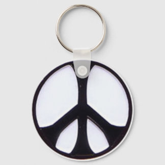 Black and White Peace Symbol Keychain