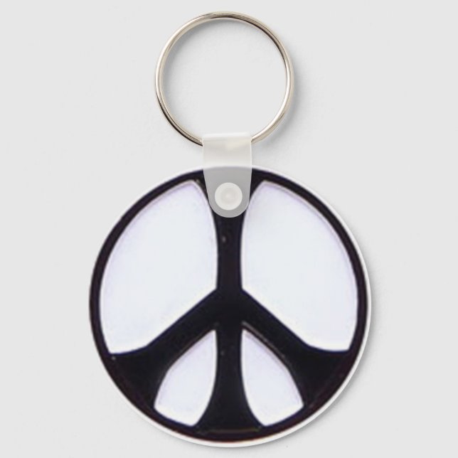 Black and White Peace Symbol Keychain (Front)