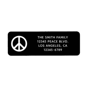 Black and White Peace Symbol Label