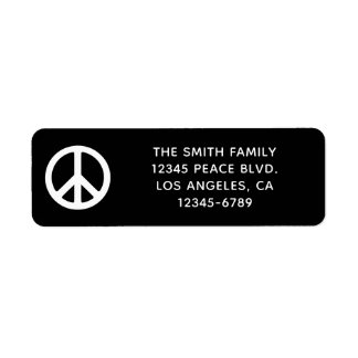 Black and White Peace Symbol Label