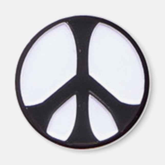 Black and White Peace Symbol Magnet (Front)